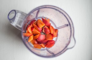 Red Apricots in a Blender 