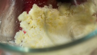 Berry Peach Cobbler Breakfast Cake creamed butter and sugar