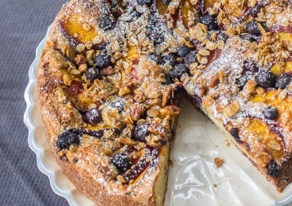 Berry Peach Cobbler Breakfast Cake