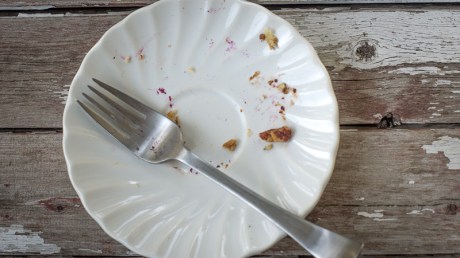 Empty breakfast cake plate